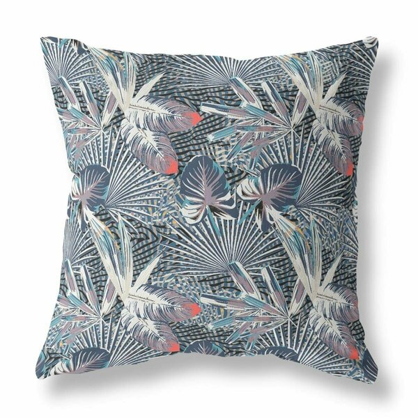 Homeroots 18 in. Tropical Indoor & Outdoor Throw Pillow Gray Purple & Indigo 414244